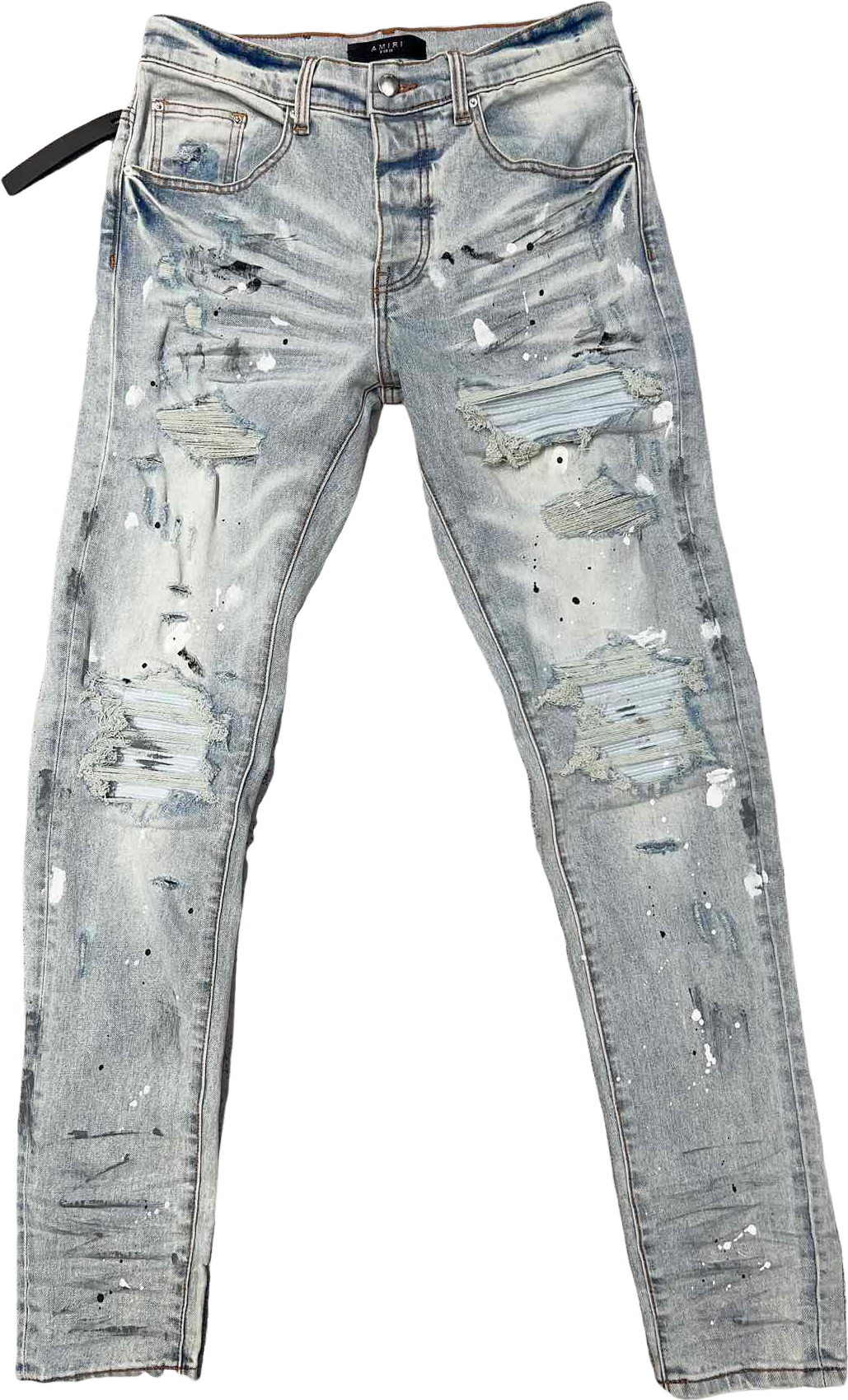 Amiri Pantalon Distressed Denim Bleu Clair