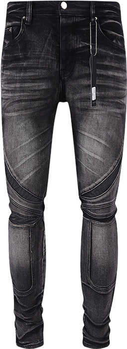 Pantalon Jean Noir Déchiré avec Chaîne Argent