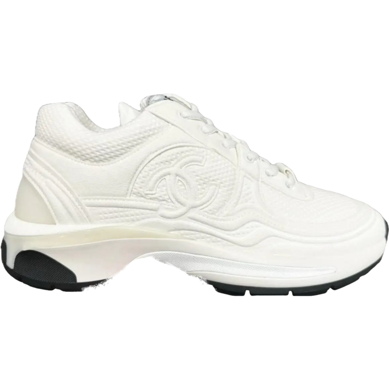 Chaussure de sport blanche avec logo circulaire embossé