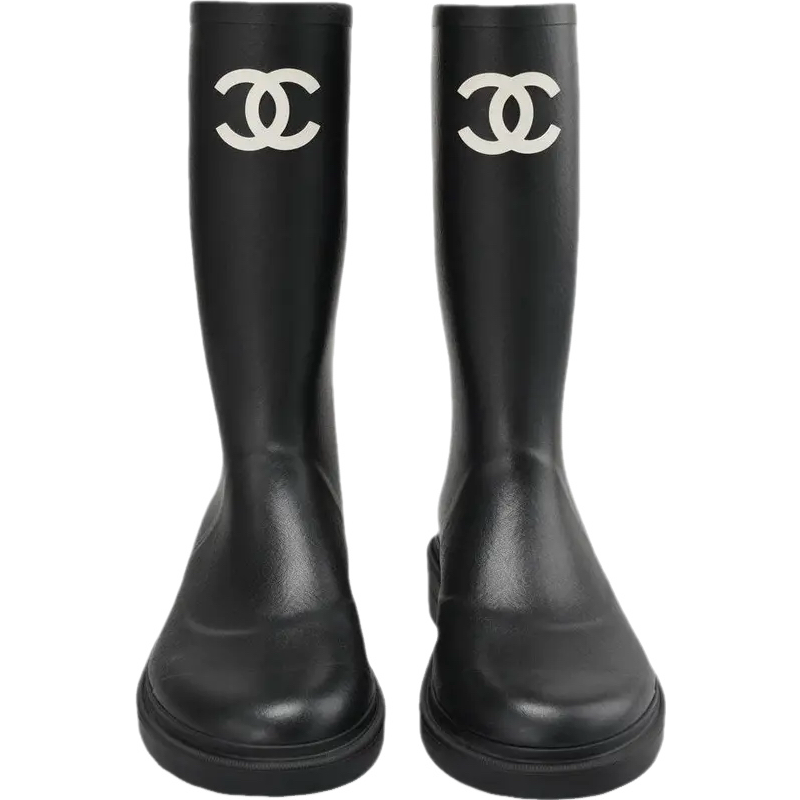 Bottes Balenciaga CC Caoutchouc Noir