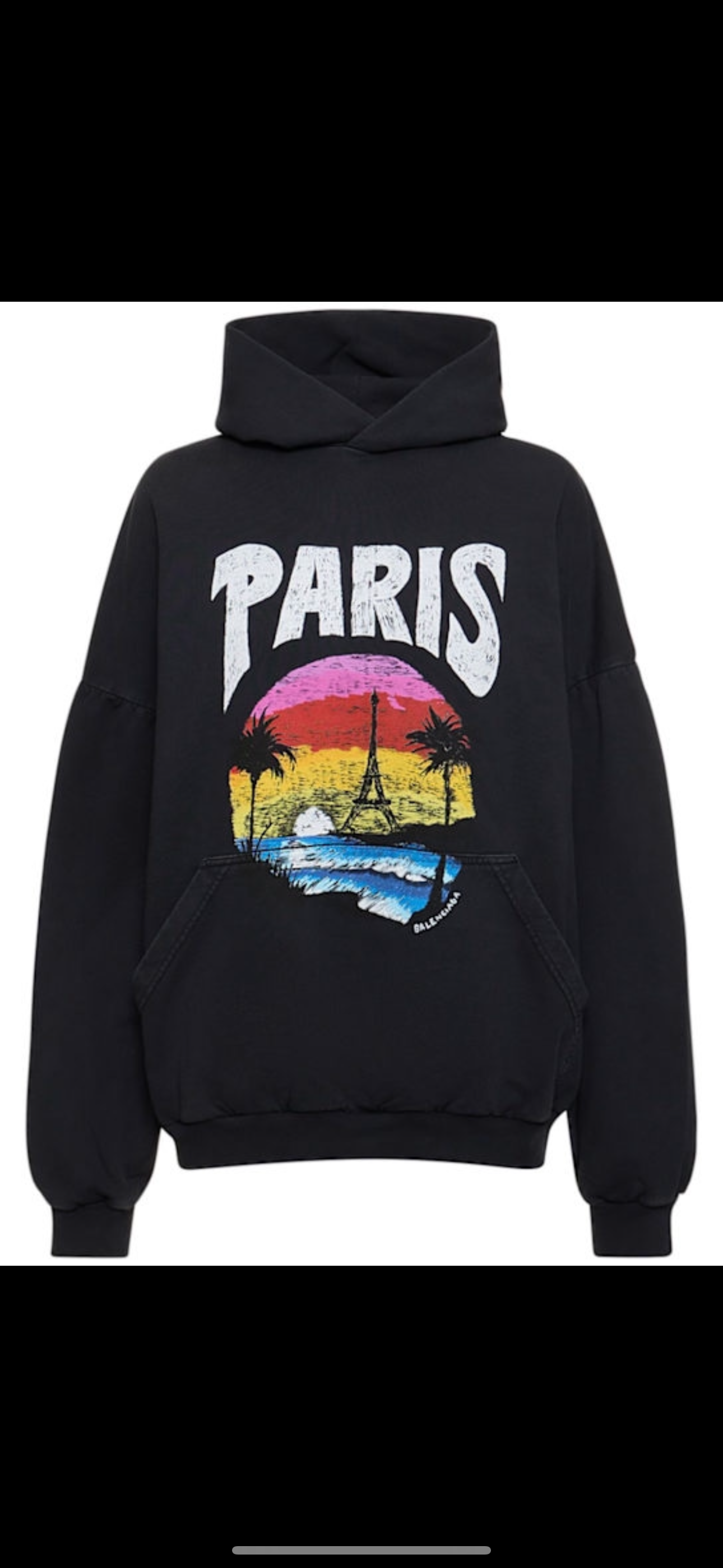Hoodie Paris Sunset Graphic Black