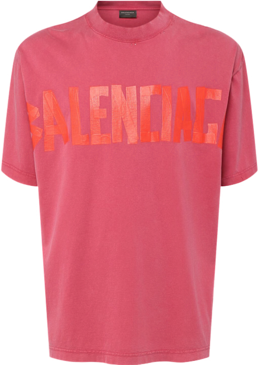 Balenciaga T-Shirt Imprimé Logo Rose Corail