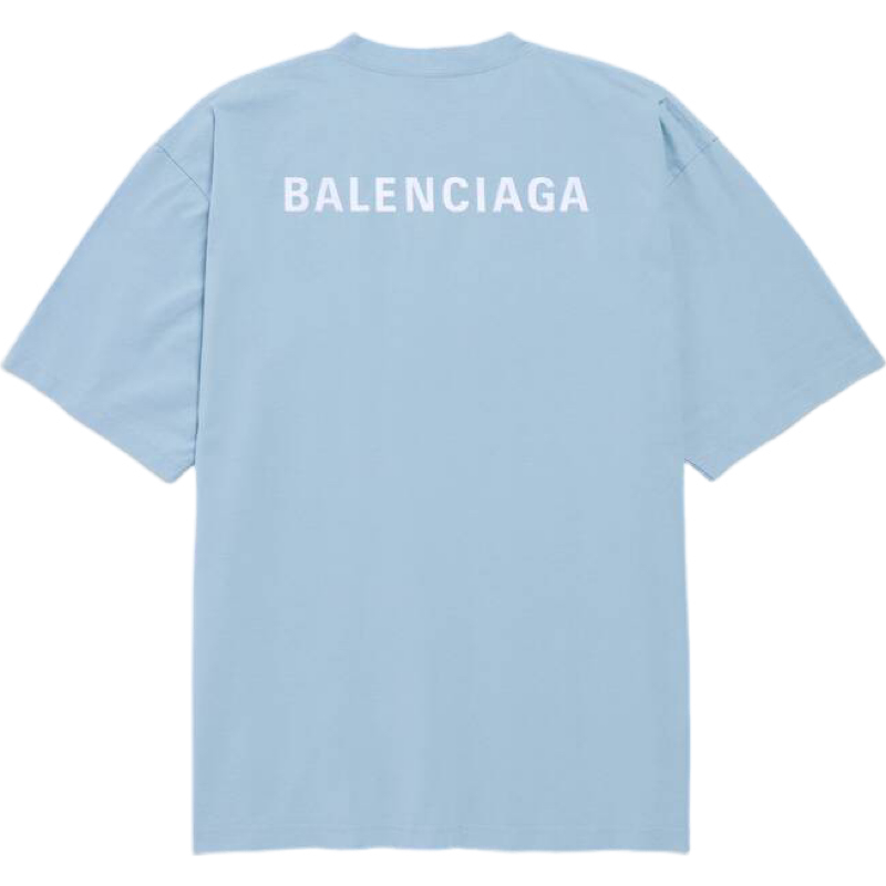 Balenciaga T-shirt Oversize Logo Imprimé Bleu Ciel