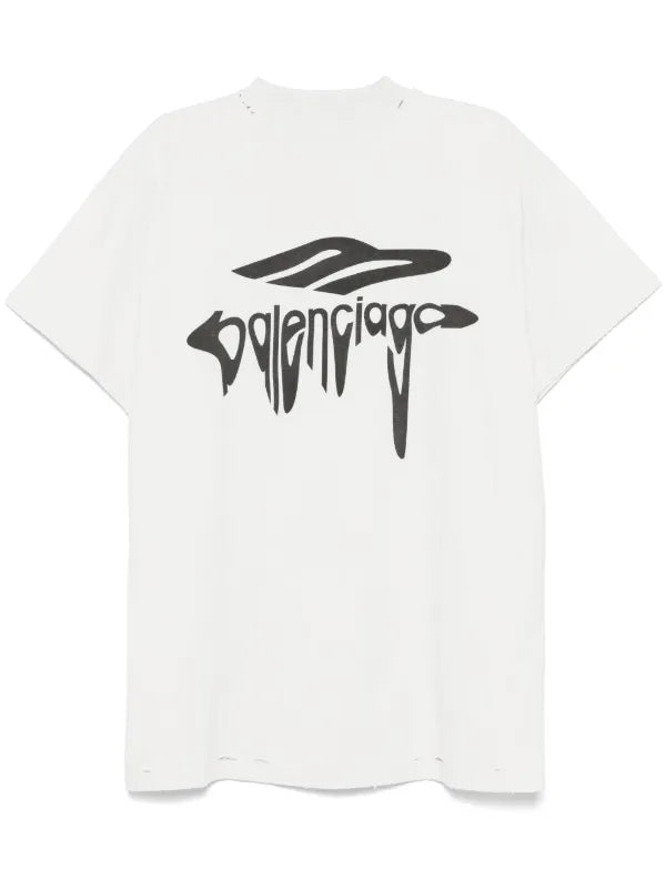 Balenciaga T-Shirt Blanc Logo Graffiti