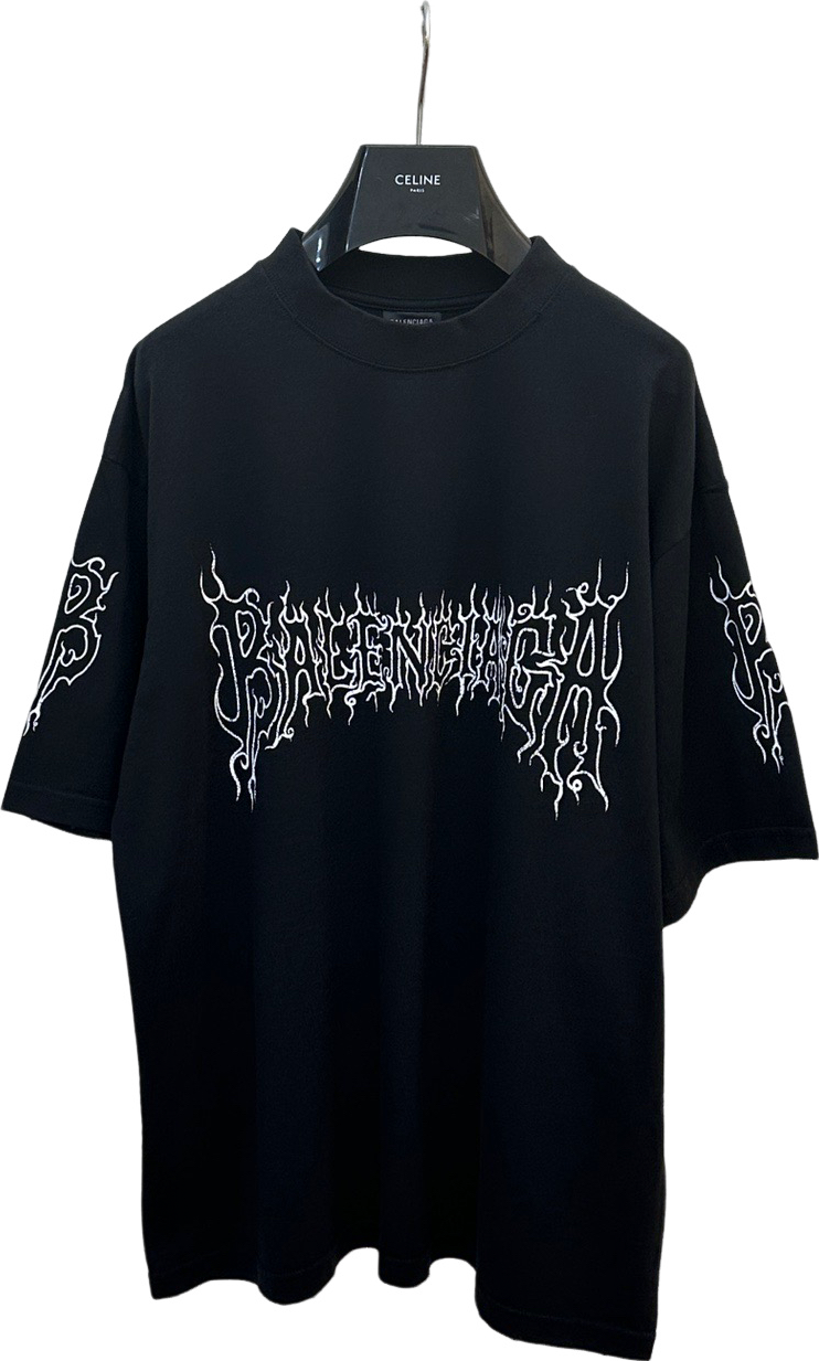 Balenciaga T-shirt Oversize Noir Imprimé Metal
