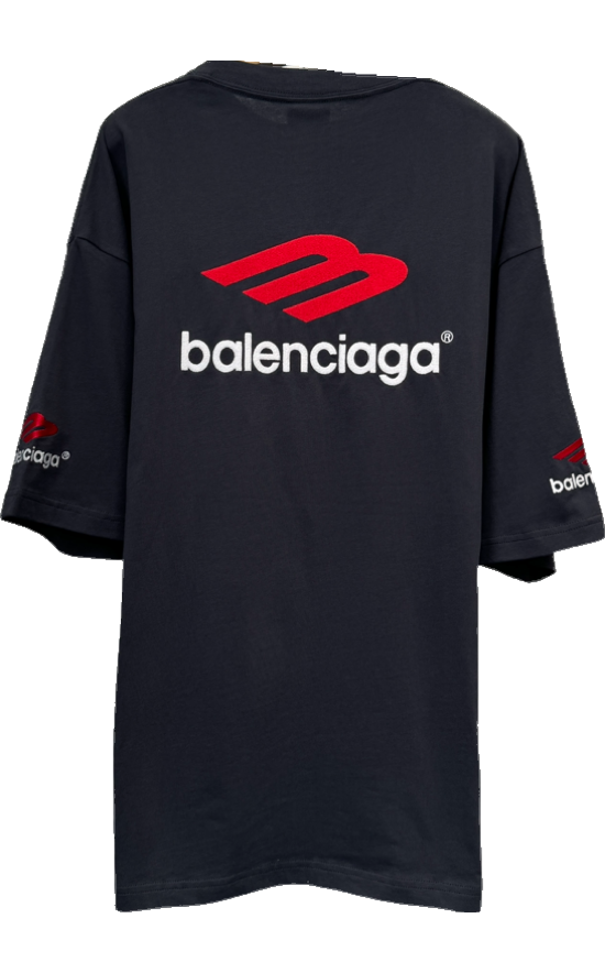 Balenciaga T-shirt Oversize Logo Noir et Rouge