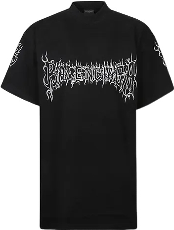 T-shirt Balenciaga Oversized Noir Motif Flame Logo
