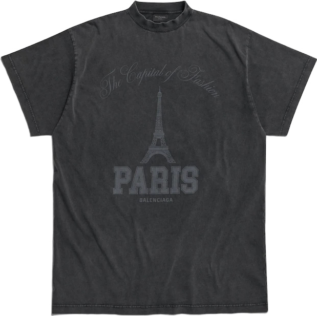 Balenciaga T-Shirt Paris Capital of Fashion Effet Délavé