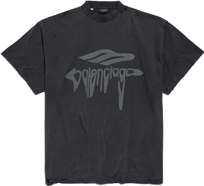 Balenciaga T-Shirt Logo Délavé Noir
