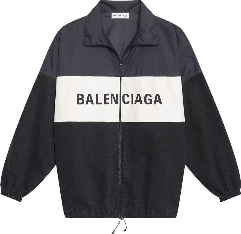 Balenciaga Veste de Survêtement Colorblock Noir Blanc