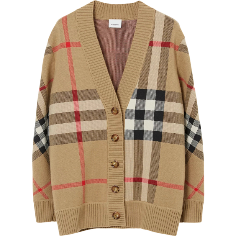 Burberry Cardigan Check Camel Beige