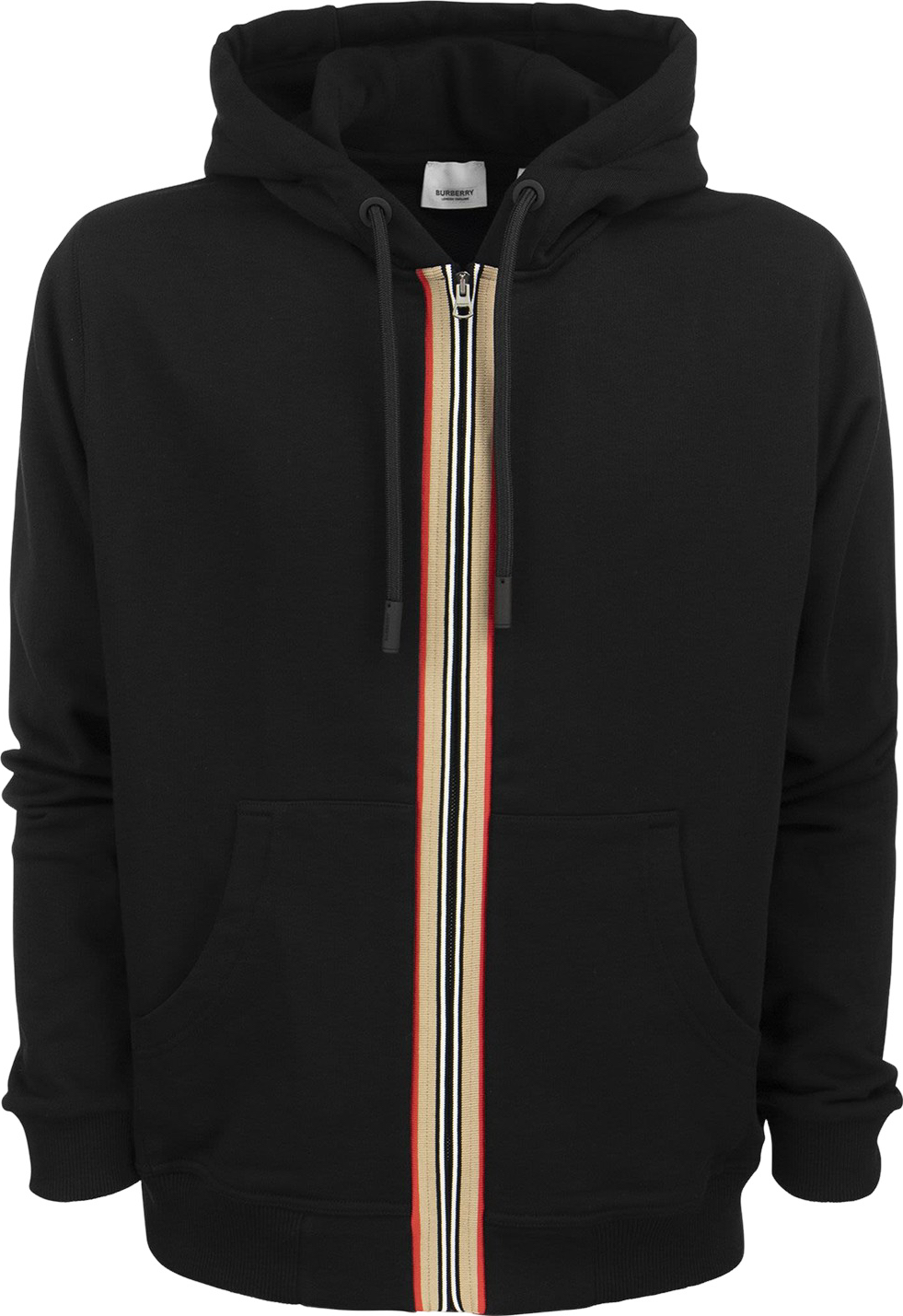 Burberry Hoodie Zip-Up Black avec Stripe Web