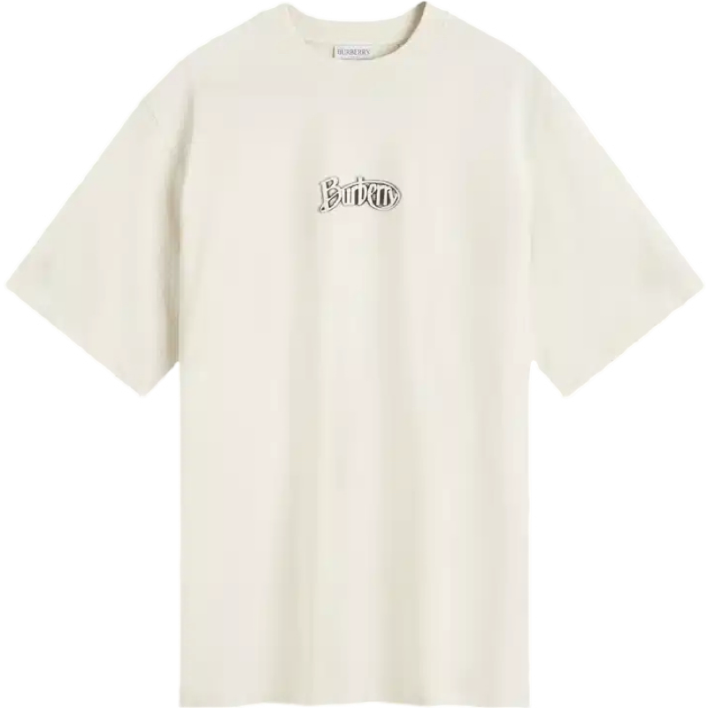 Burberry T-Shirt Imprimé Logo Crème