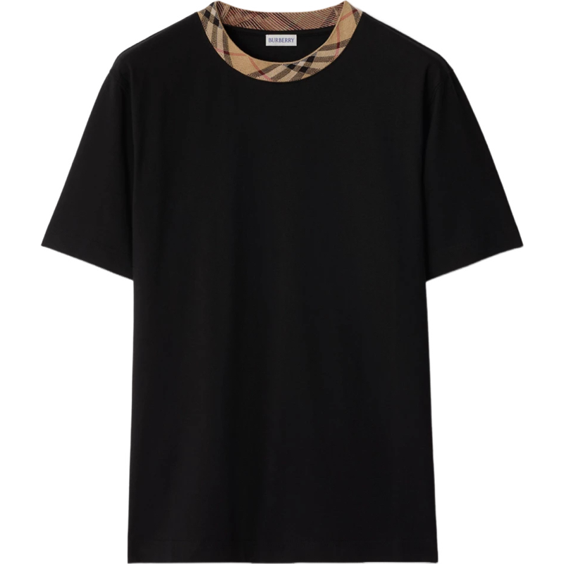 Burberry T-shirt Noir Col Tartan Check
