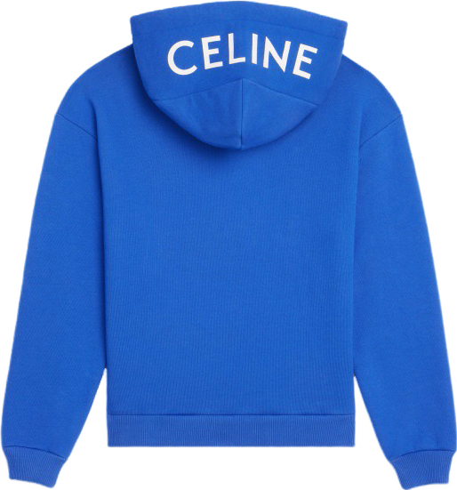 Céline Hoodie Sweatshirt Bleu Royal Logo Brodé
