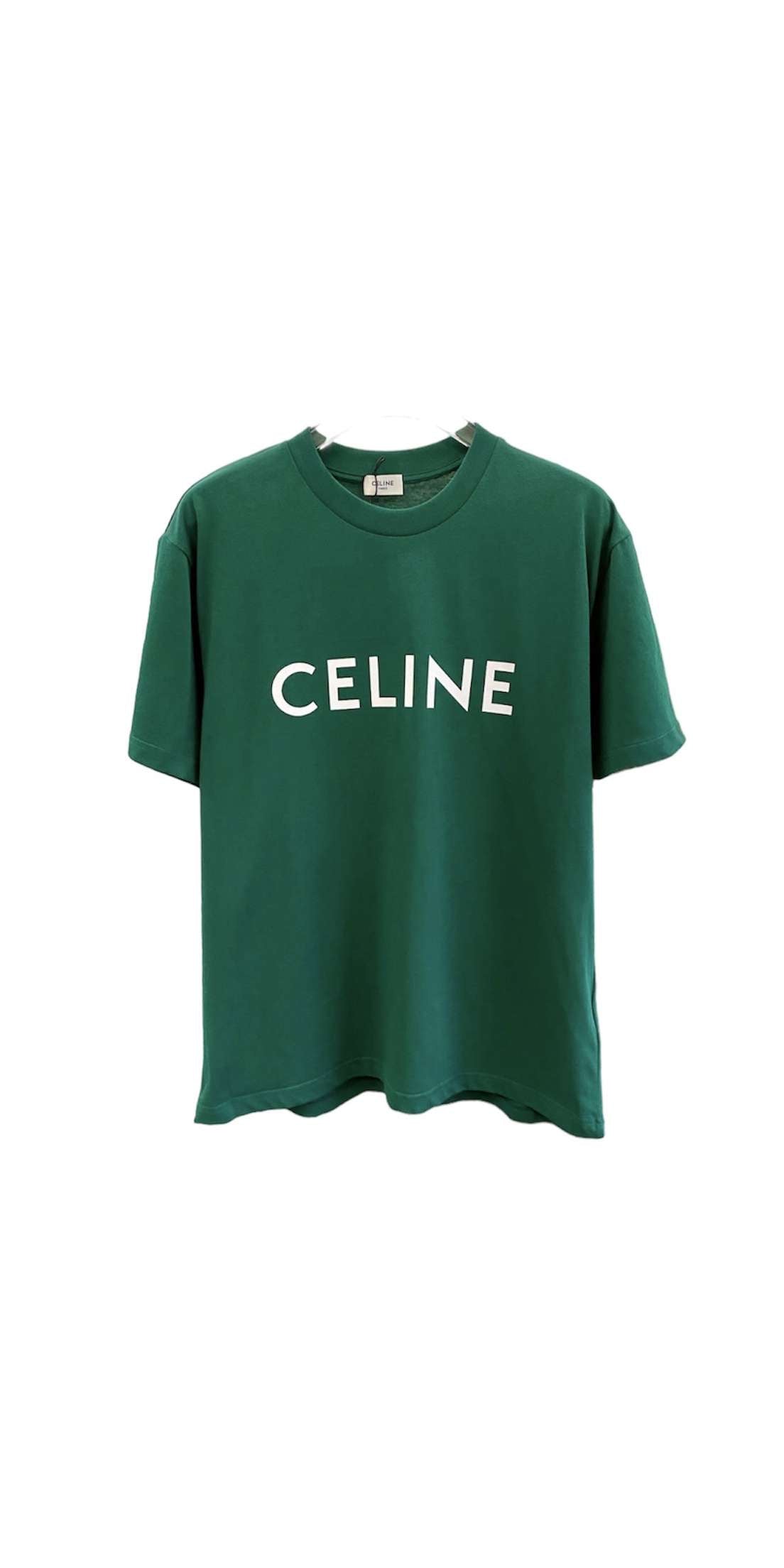 T-shirt Céline Logo Imprimé Vert