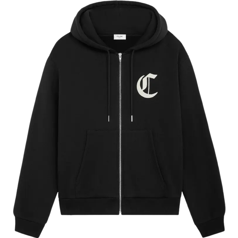 Céline Hoodie Zip Monogram Logo Noir