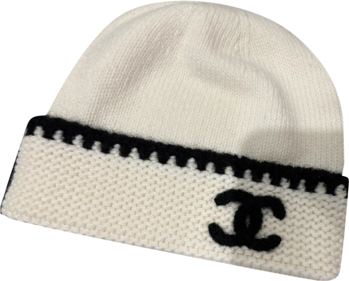 Bonnet Chanel Knit Blanc et Noir