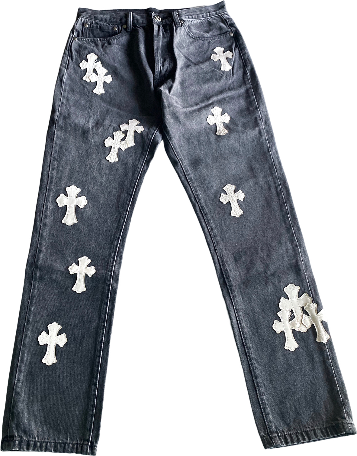 Chrome Hearts Jeans Noir Croix Blanche