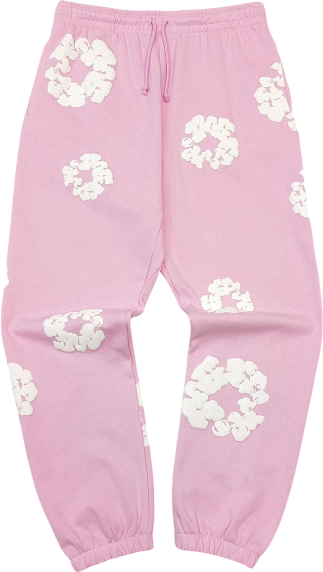 Jogging Rose Pâle à Motifs Nuages Blancs