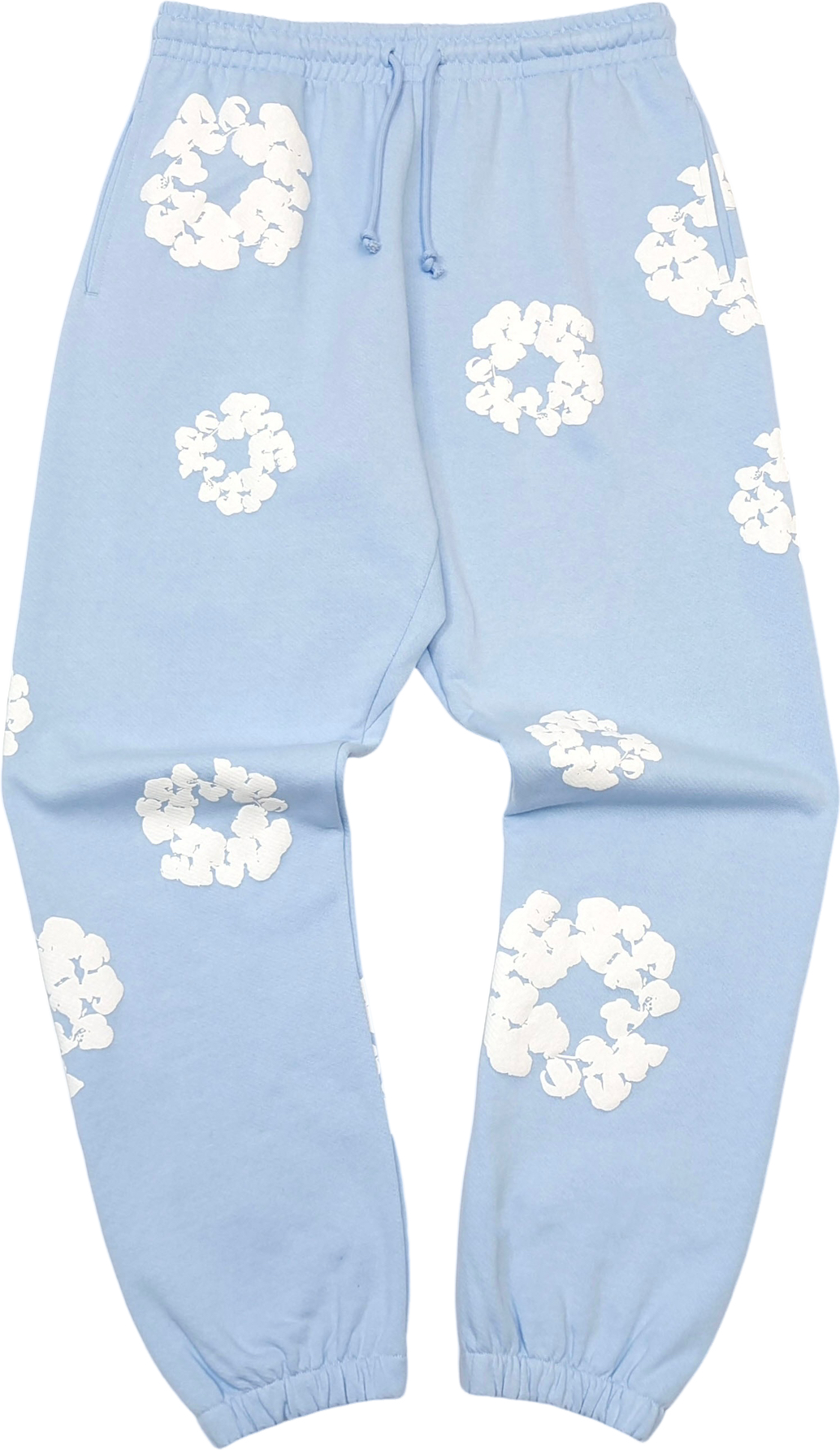 Pantalon de jogging bleu ciel à motif floral blanc