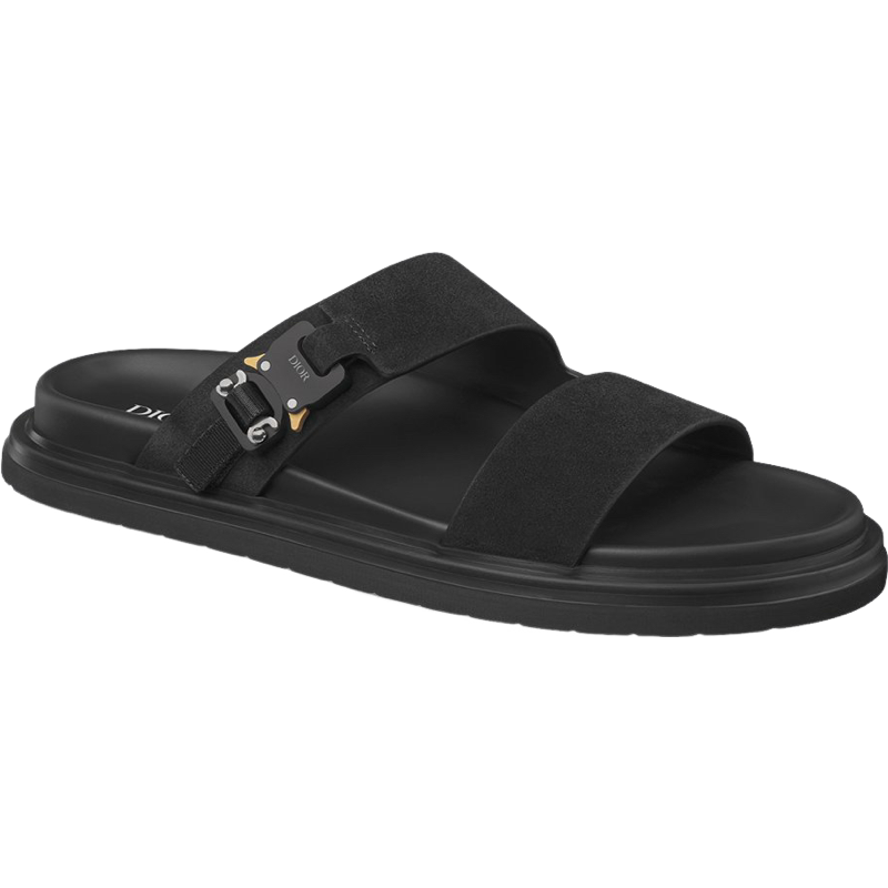 Sandale Dior Homme Noire avec Détails Chaîne et Boucle