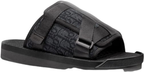 Sandales Dior Homme Noires avec Bande Monogramme