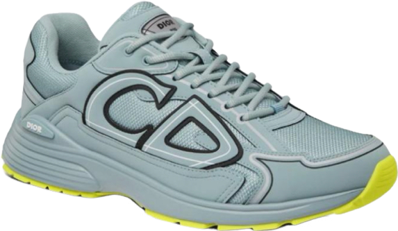 Baskets Running Grises et Jaune Fluo