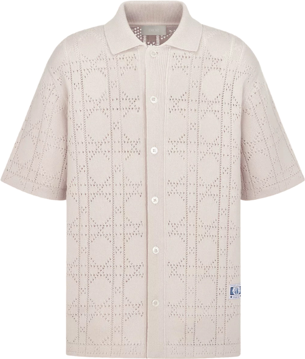 Dior Chemise Ajourée Manches Courtes Monogram Beige