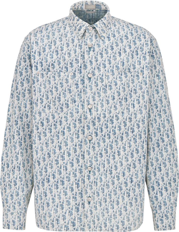 Chemise à motif géométrique bleu et blanc