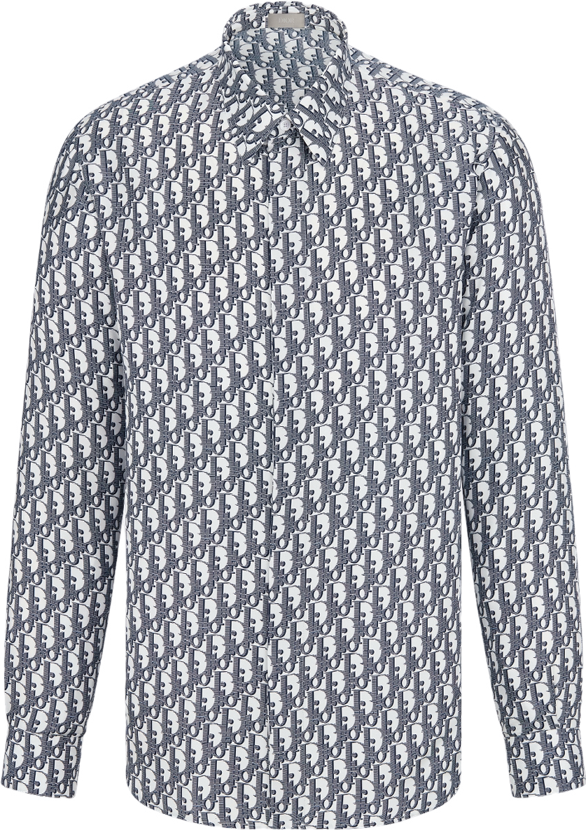 Chemise Dior Oblique Monogram Bleu et Blanc