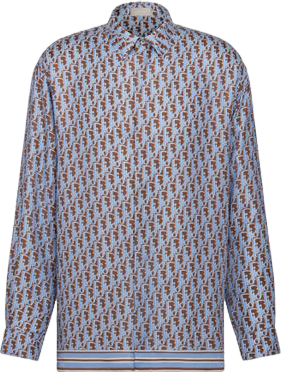 Chemise Dior Monogram Bleu Ciel et Marron