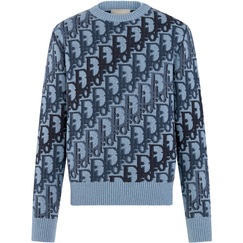 Pull Dior Monogram Jacquard Bleu