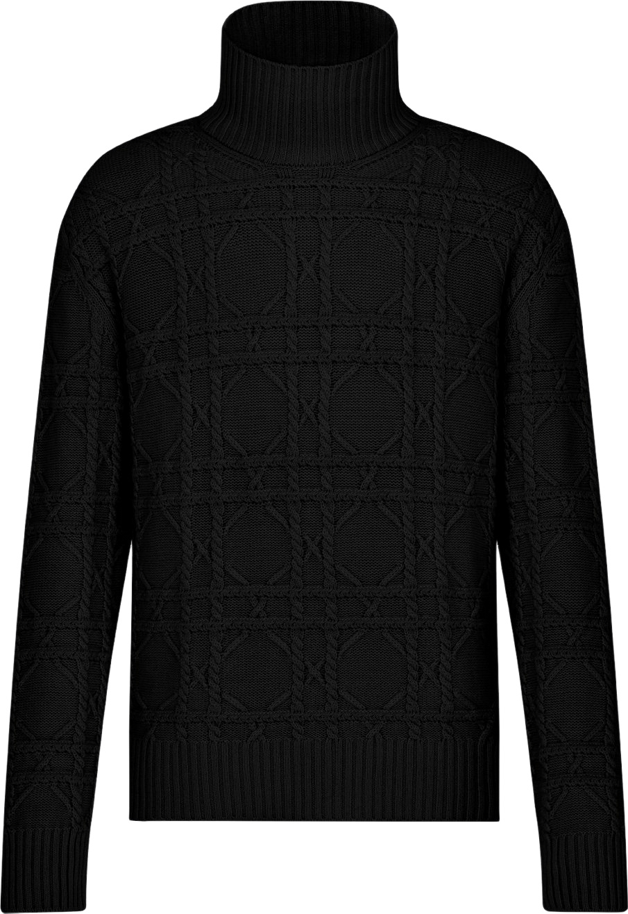 Pull col roulé noir motif torsadé