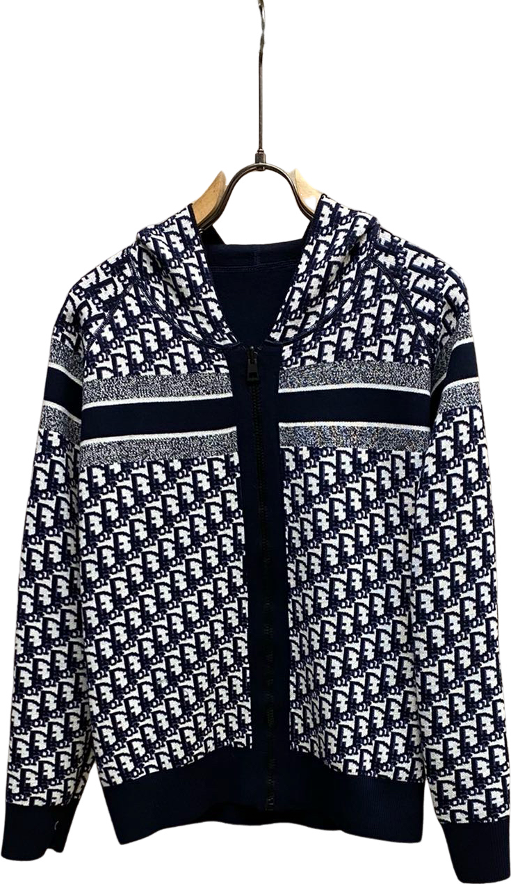 Veste Dior Oblique Monogramme Bleu Marine et Blanc