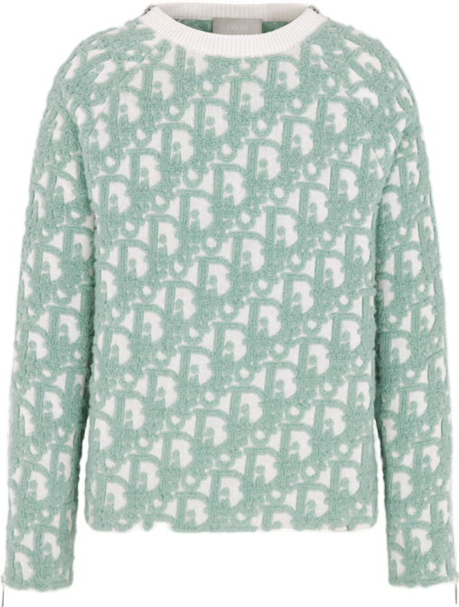 Pull Dior Monogram Jacquard Vert et Blanc