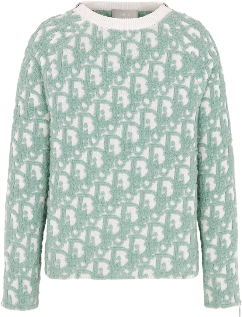Dior Pull Monogram Jacquard Vert Menthe et Blanc