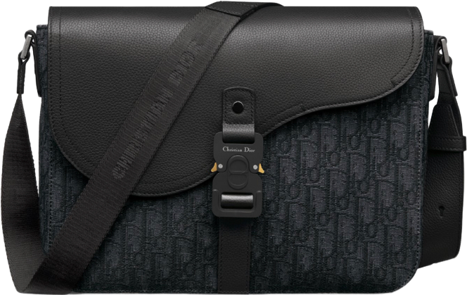 Sac Christian Dior Messenger Oblique Monogram Cuir Noir