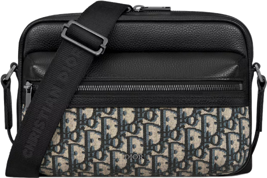 Dior Sac Messenger Oblique Canvas et Cuir Noir