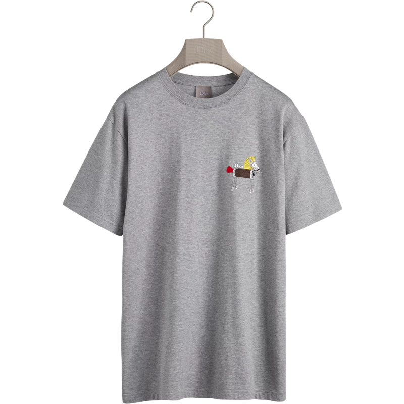 Dior T-shirt Gris Clair Imprimé Graphique