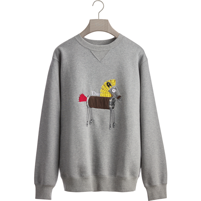 Sweatshirt Dior Gris Cheval Brodé