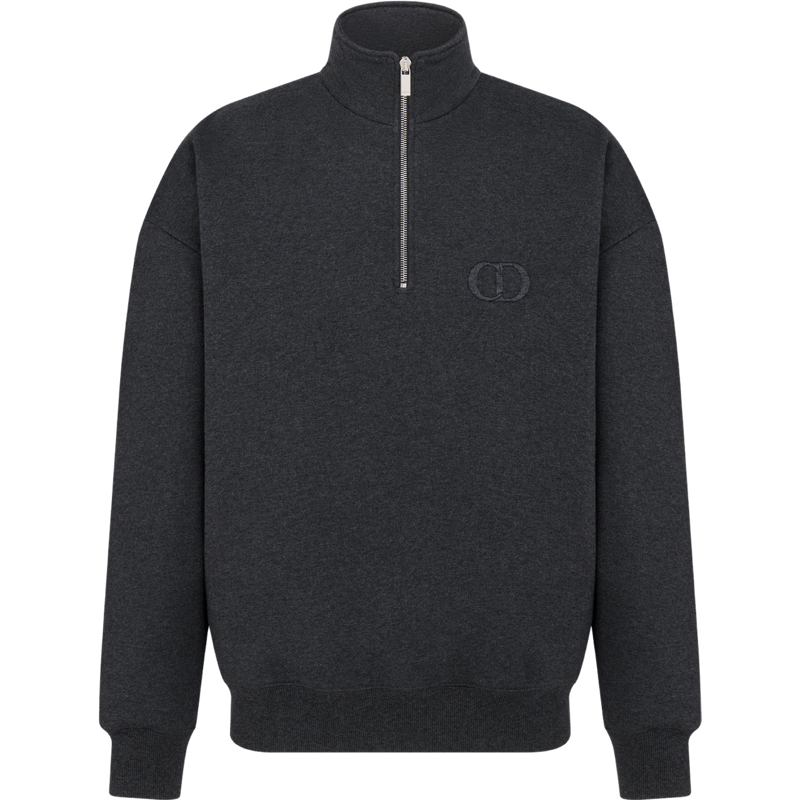Pull Dior Half-Zip Sweatshirt Charcoal