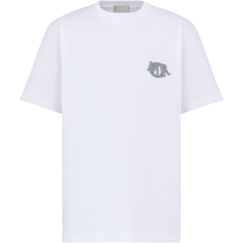T-shirt blanc oversize avec logo brodé