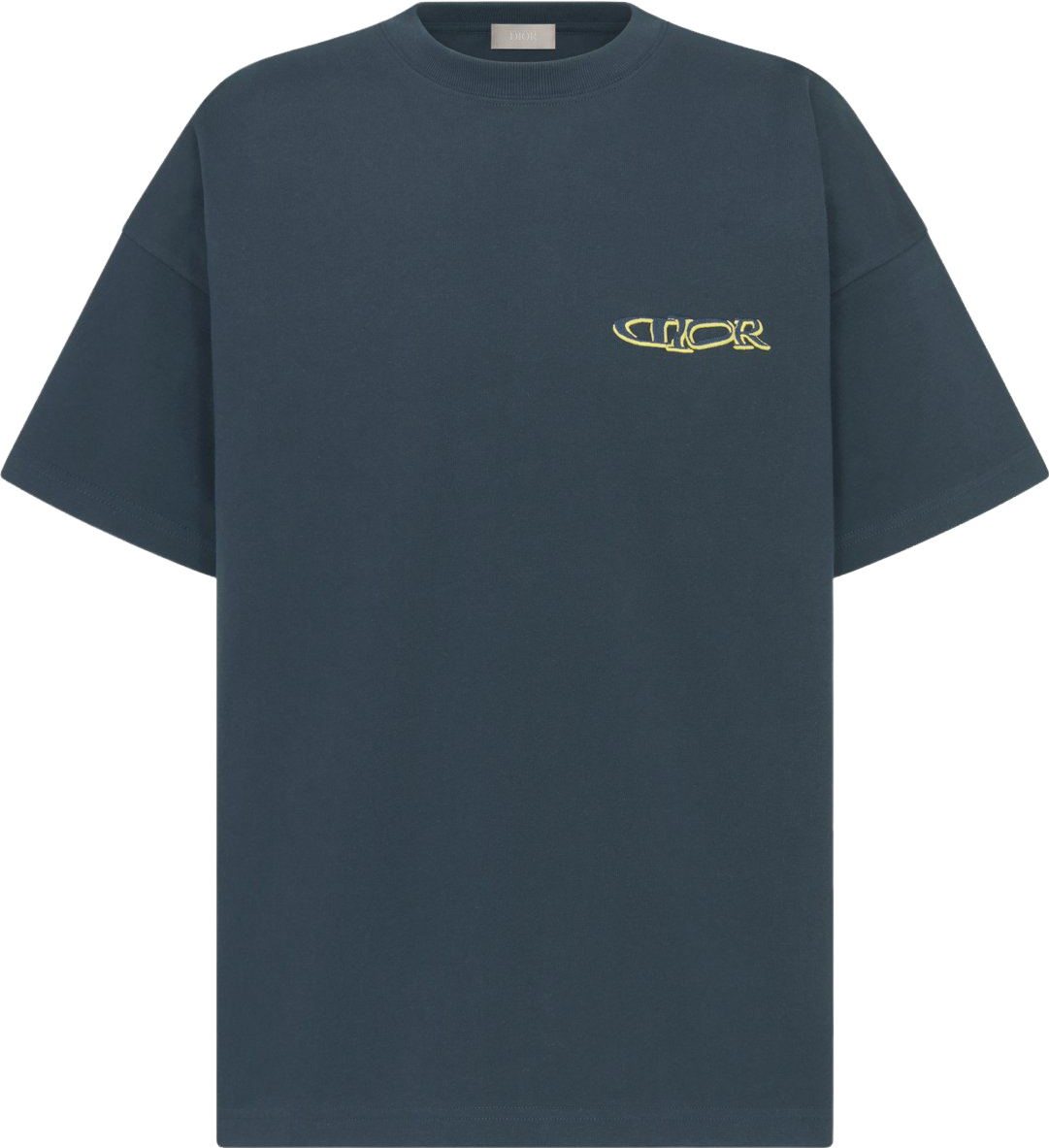 Dior T-shirt Oversized Coton Logo Brodé Doré