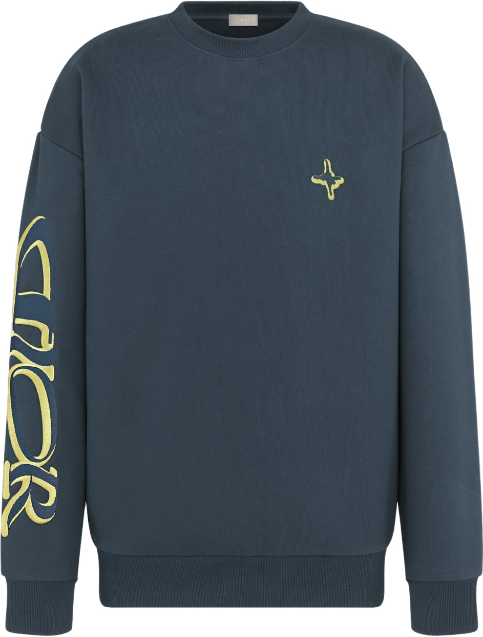 Sweatshirt de luxe gris anthracite à croix dorée et motif manche