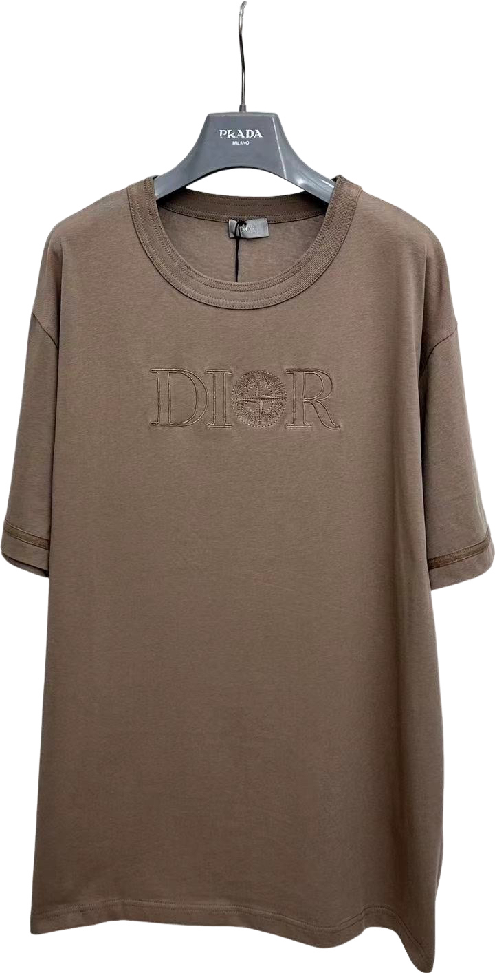 T-shirt Dior logo brodé taupe