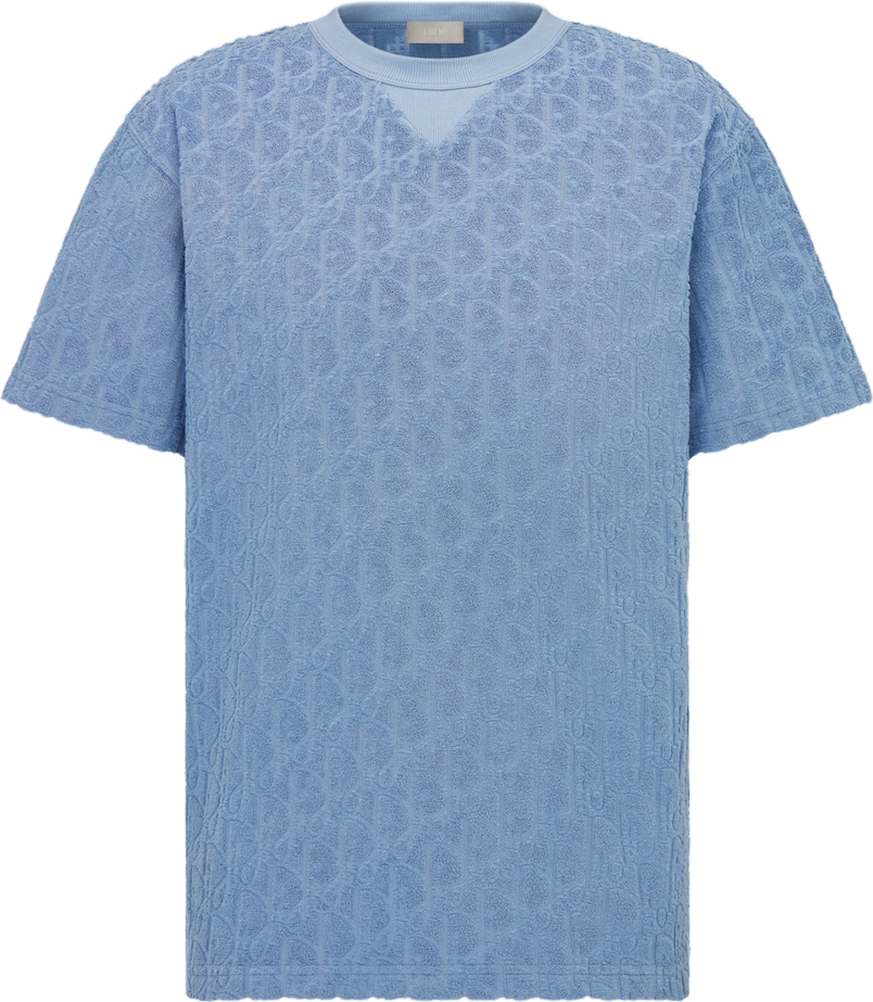 T-Shirt Texturé Bleu Ciel à Motifs Jacquard