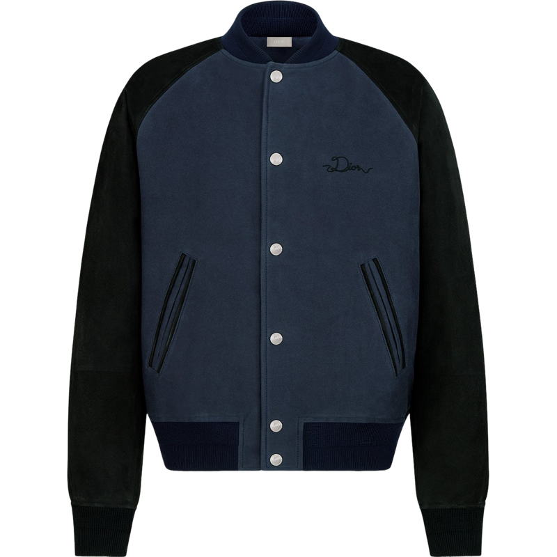 Veste Teddy Colorblock Bleu Marine et Noir