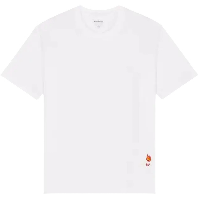 Tee-shirt blanc avec patch logo flamme