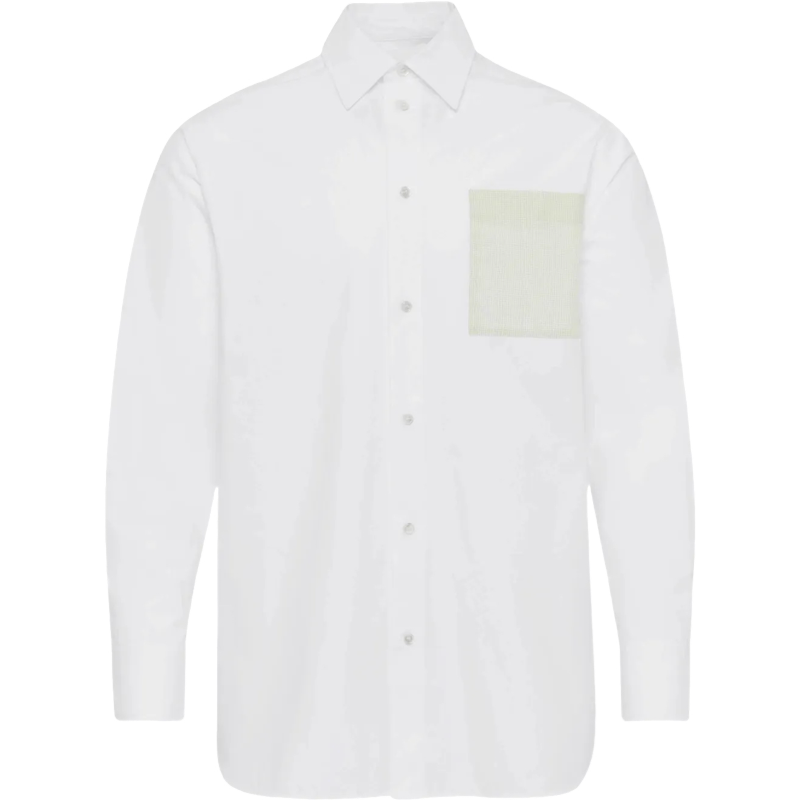 Chemise blanche avec poche contrastante en lin